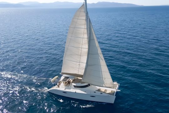 Zorba catamaran sunshine sailing in Greece islands