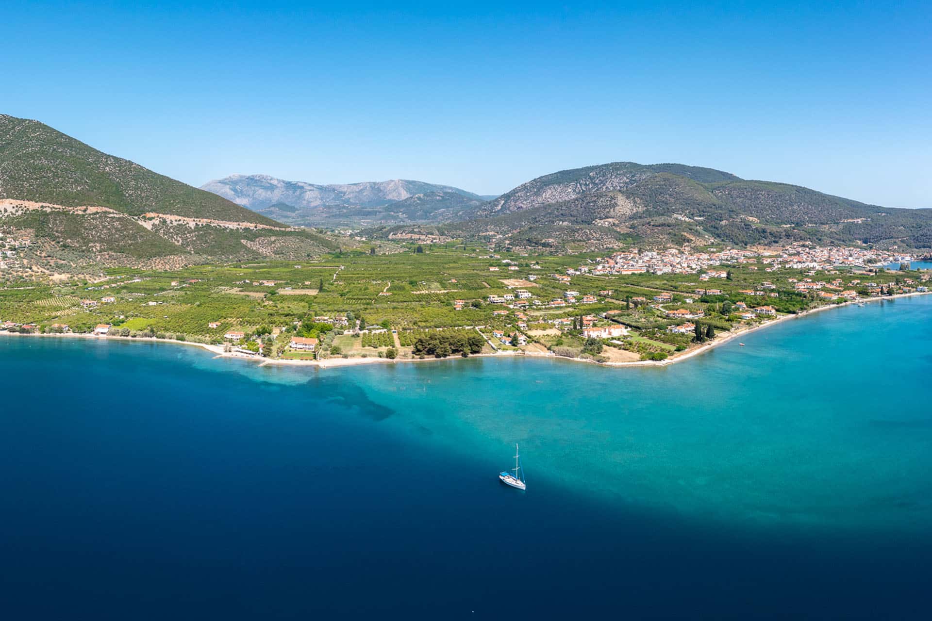 Zorba yacht anchored in Epidavros, Saronic islands, Greece