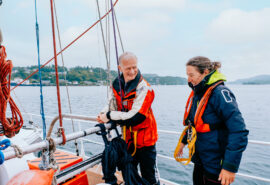 Zuza expedition yacht guests onboard sailing off coast of Scotland