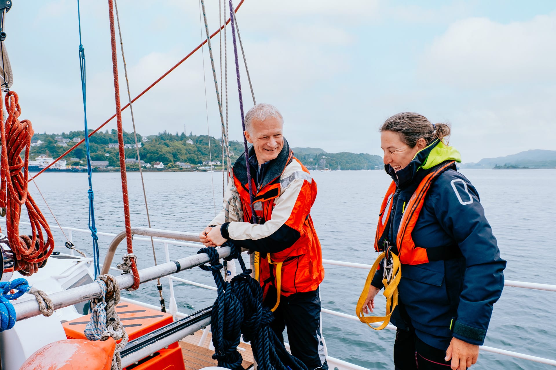 Zuza expedition yacht guests onboard sailing off coast of Scotland
