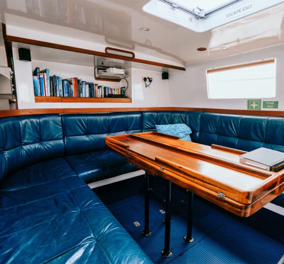 Zuza expedition yacht onboard below deck saloon