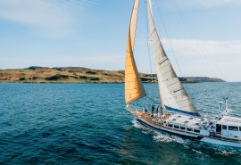 Zuza guests underway sailing Hebrides Scotland
