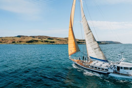 Zuza guests underway sailing Hebrides Scotland