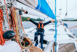 Zuza happy female solo sailor on deck life on board sailing Scotland