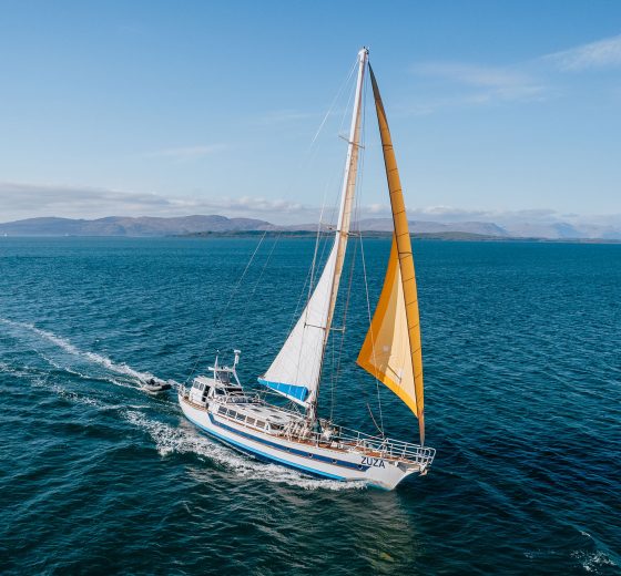 Zuza sailing in Hebrides, Scotland