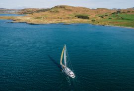 Zuza sailing off coast of Mull, Hebrides, Scotland