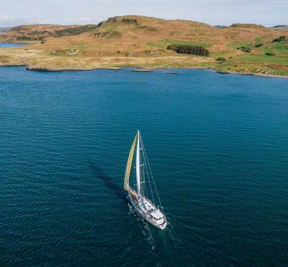 Zuza sailing off coast of Mull, Hebrides, Scotland