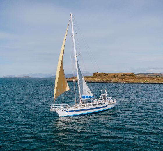Zuza sailing off the coast of Mull, Hebrides, Scotland